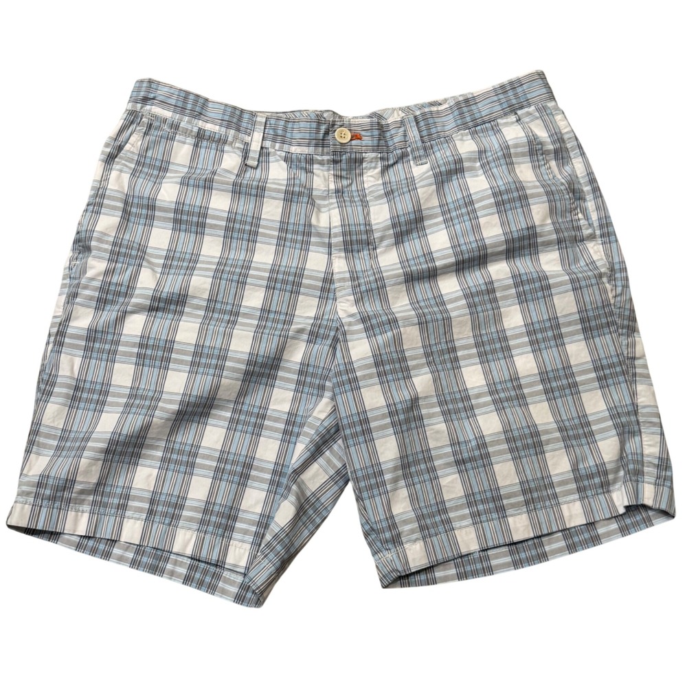 Vineyard Place Mens Blue White Plaid Cotton Shorts Size 38 Casual Summer Golf